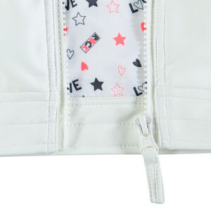 Perfecto effet cuir avec coeurs en sequins et inscriptions au dos 