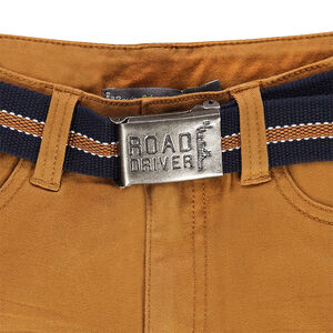 Junior - Bermuda en twill surteint ocre avec ceinture amovible 