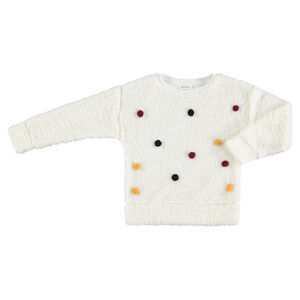 Sweat en sherpa avec pompons colorés cousus  