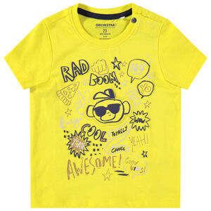 T-shirt manches courtes en jersey avec prints en relief sur le devant 