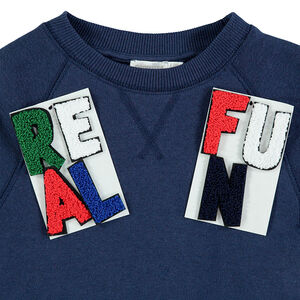 Sweat en molleton avec lettres adhésives en bouclette 