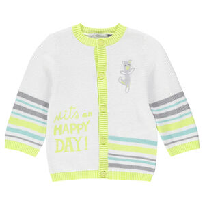 Gilet en tricot avec rayures et ourson brodé 