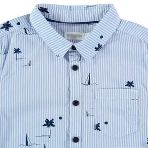 Chemise manches courtes à rayures et palmiers 