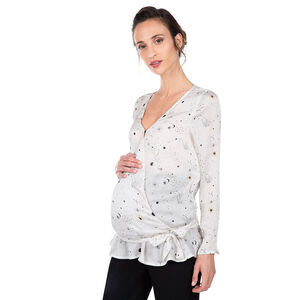 Top de grossesse croisé avec imprimé graphique all-over 
