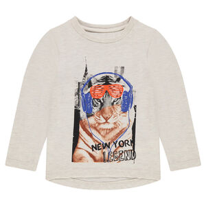 Tee-shirt manches longues avec tigre printé 
