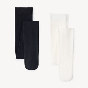Lot de 2 paires de collants épais unis fille 