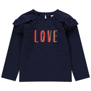 Sweat molleton avec coeur en jacquard et motif à sequins et franges 