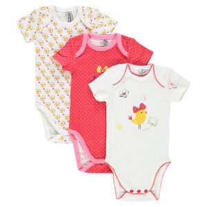 Lot de 3 bodies manches courtes en jersey avec motifs fantaisie 
