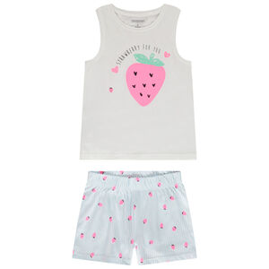 Pyjama 2 pièces en jersey imprimé fraises fille 