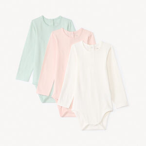 Lot de 3 bodies manches longues unis pour bébé fille 