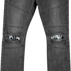 Jean gris effet used et crinkle avec ceinture amovible esprit militaire  