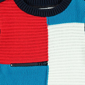 Pull en tricot avec contrastes et zip sur le devant 