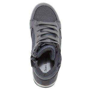 Baskets montantes bi-matière à lacets et zip 