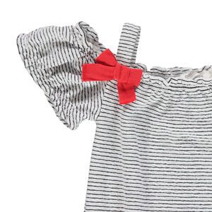 Combinaison longue à rayures all-over et épaules dénudées 