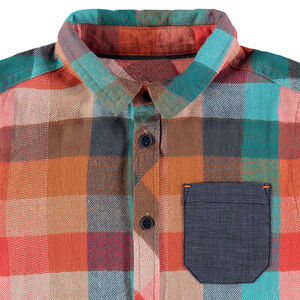 Chemise manches longues à carreaux avec poche en chambray 