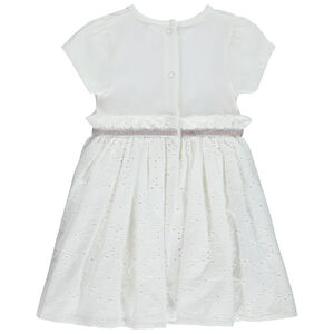 Robe body à manches courtes print Tour Eiffel + broderie anglaise pour bébé fille 