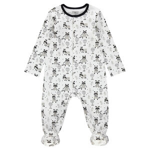 Dors-bien en jersey interlock avec ratons laveurs all-over 