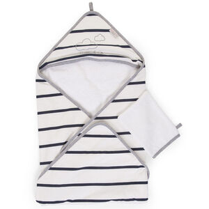 Cape de bain et gant en jersey 