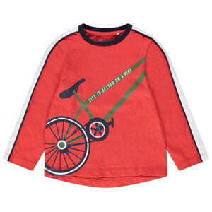 T-shirt manches longues en jersey corail print vélo 