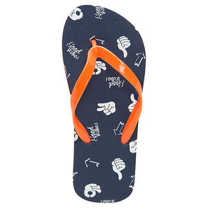 Tongs avec mains printées et bride orange 