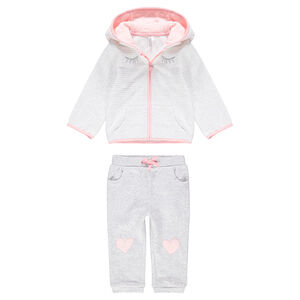 Jogging avec gilet rayé et pantalon en molleton patch coeurs 