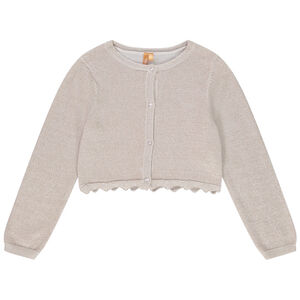 Gilet court en tricot avec base festonnée fille 
