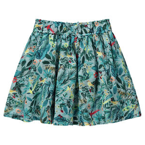 Jupe volantée à imprimé tropical all-over 