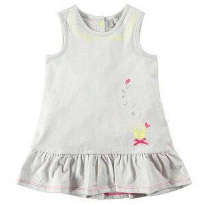 Robe volantée sans manches en jersey aspect neps 