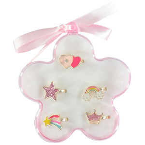 Lot de 5 bagues fantaisie + boîte fleur fille 