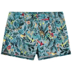 Short effet natté à imprimé tropical all-over  