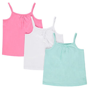 Lot de 3 débardeurs unis en coton à fines bretelles 