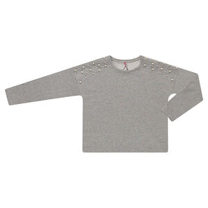 Junior - Sweat en molleton brillant avec perles fantaisie 