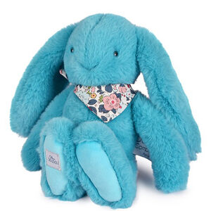 Peluche Lapin Fleurette 25cm Turquoise 