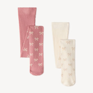 Lot de 2 collants épais bébé fille à motifs nœuds 