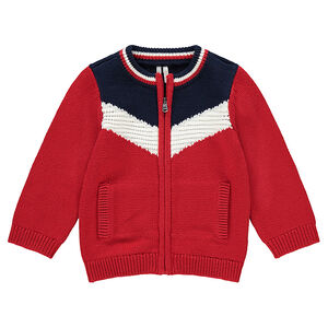 Gilet en tricot zippé avec bandes contrastées 