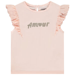 T-shirt manches courtes brodées à print pailleté pour bébé fille 