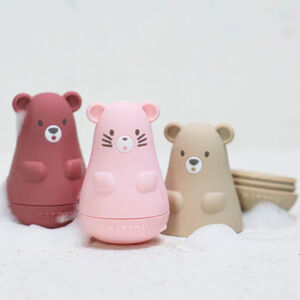 Jouet de bain -  Set de 3 - Silicone - Framboise/Rose clair/Sable 