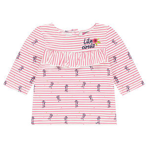 Marinière volantée avec rayures et imprimé all-over 