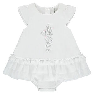 Combinaison courtes avec volants en tulle et print floral 