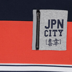 Junior - Tee-shirt manches courtes avec poche zippée et rayures 