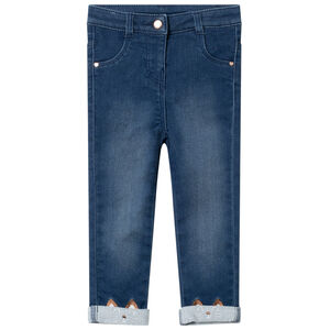 Jean effet used à chats brodés et poches 