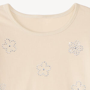 T-shirt manches courtes fleurs en strass fille 