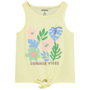 Débardeur à print fantaisie et fleur en tricot fille 
