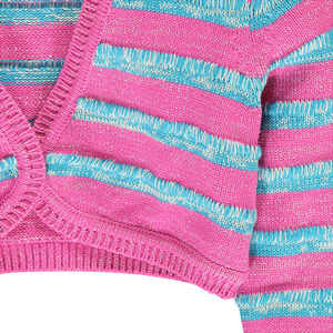 Junior - Gilet court manches longues en tricot bicolore rayé 