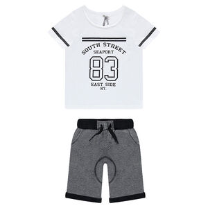 Ensemble tee-shirt manches courtes printé et bermuda en molleton 