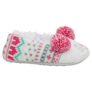Chaussons en tricot avec doublure en sherpa et pompons 