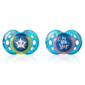 Lot de 2 sucettes Nuit phosphorescentes en silicone 18 mois+ - Mixte 