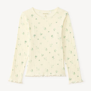 T-shirt manches longues pointelle imprimé papillons fille 
