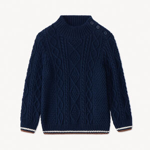 Pull en tricot torsadé et col montant pour bébé garçon 