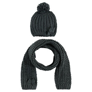 Ensemble bonnet + écharpe avec noeud 